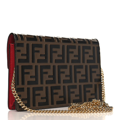 Fendi Vitello Cruise F is Fendi FF 1974 Embossed Medium Envelope Wallet On Chain Fragola Maya Black 3 of 11