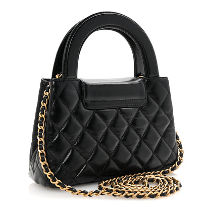 Chanel Shiny Aged Calfskin Quilted Nano Kelly Shopper Black 3 of 10