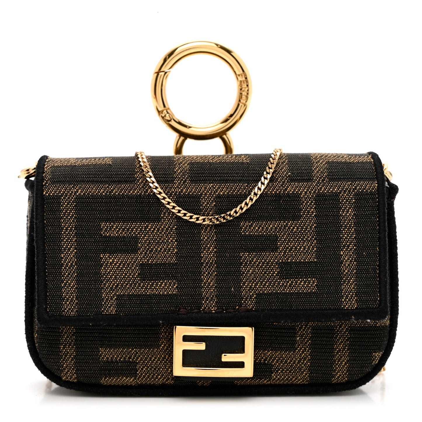 Fabric Jacquard FF 1974 Nano Baguette Charm Tobacco Moro Black