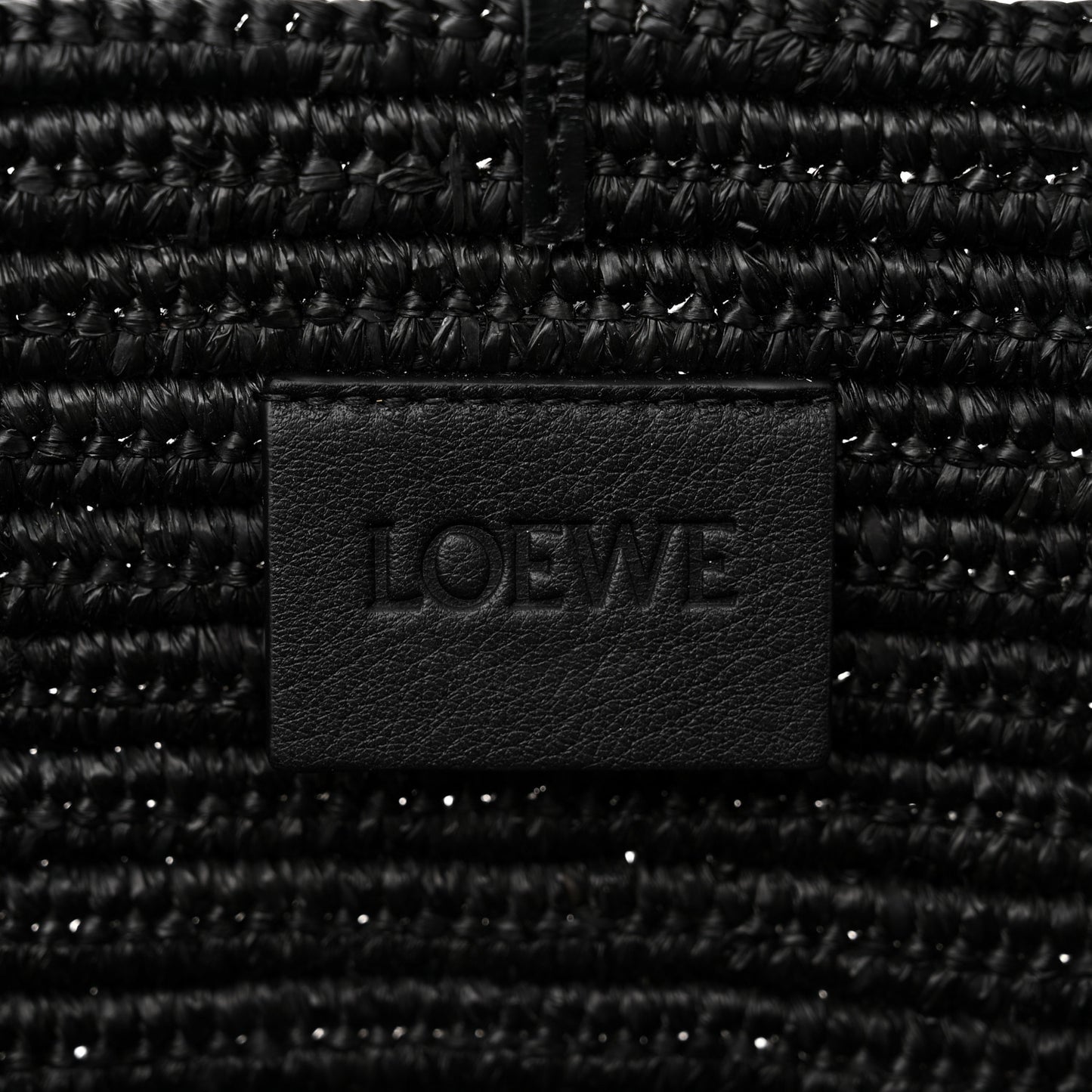 Raffia Medium Elephant Basket Tote Bag Black