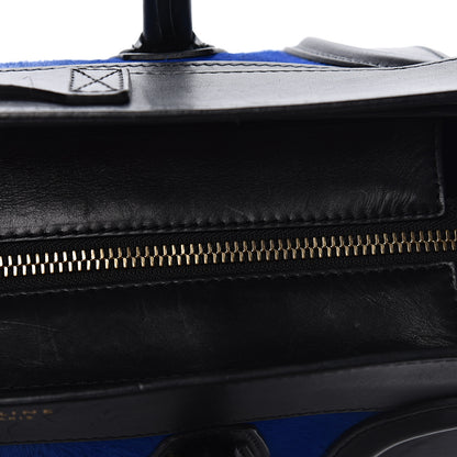 Celine Pony Hair Mini Tri-Color Luggage Royal Blue 13 of 22