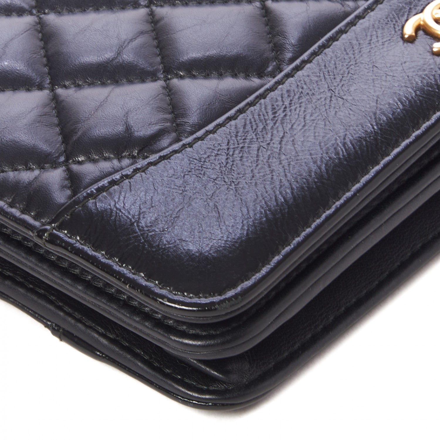 Chanel Aged Calfskin Quilted Gabrielle Wallet On Chain WOC Black 6 of 9