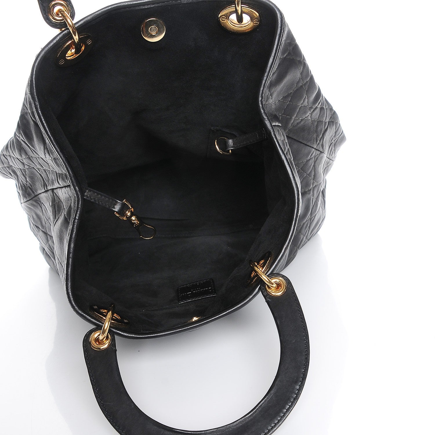 Christian Dior Lambskin Cannage Large Soft Lady Dior Shopping Tote Black 5 of 15