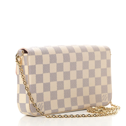 Louis Vuitton Damier Azur Pochette Felicie Chain Wallet Rose Ballerine 4 of 15