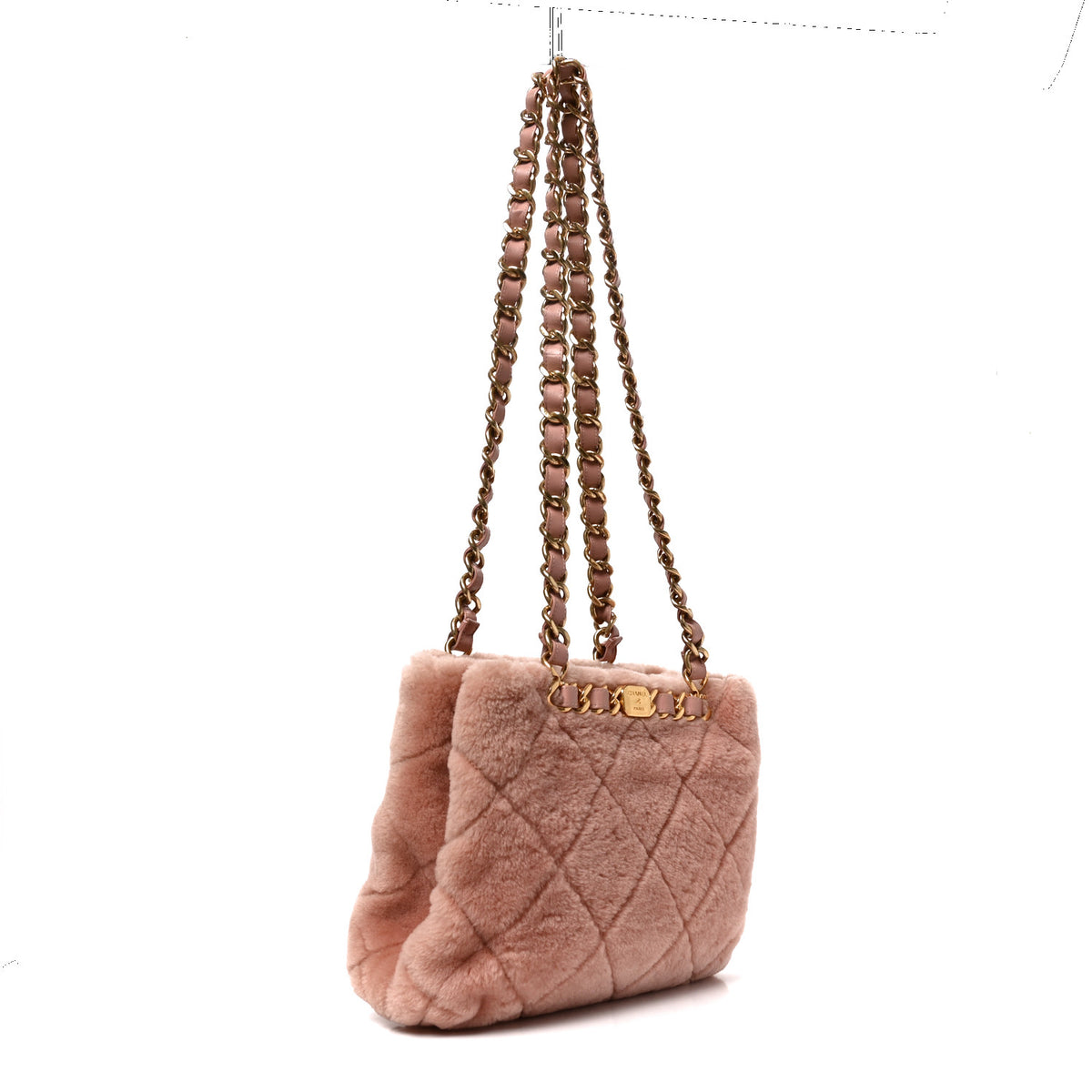 Chanel Shearling Lambskin Chain Shoulder Bag Pink 3 of 10