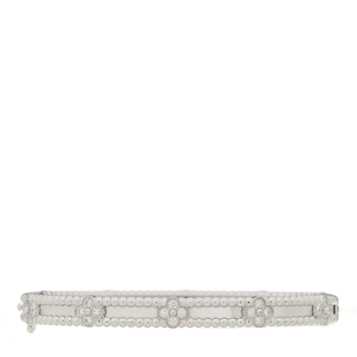 18K White Gold Diamond Perlee Sweet Clovers Bracelet M