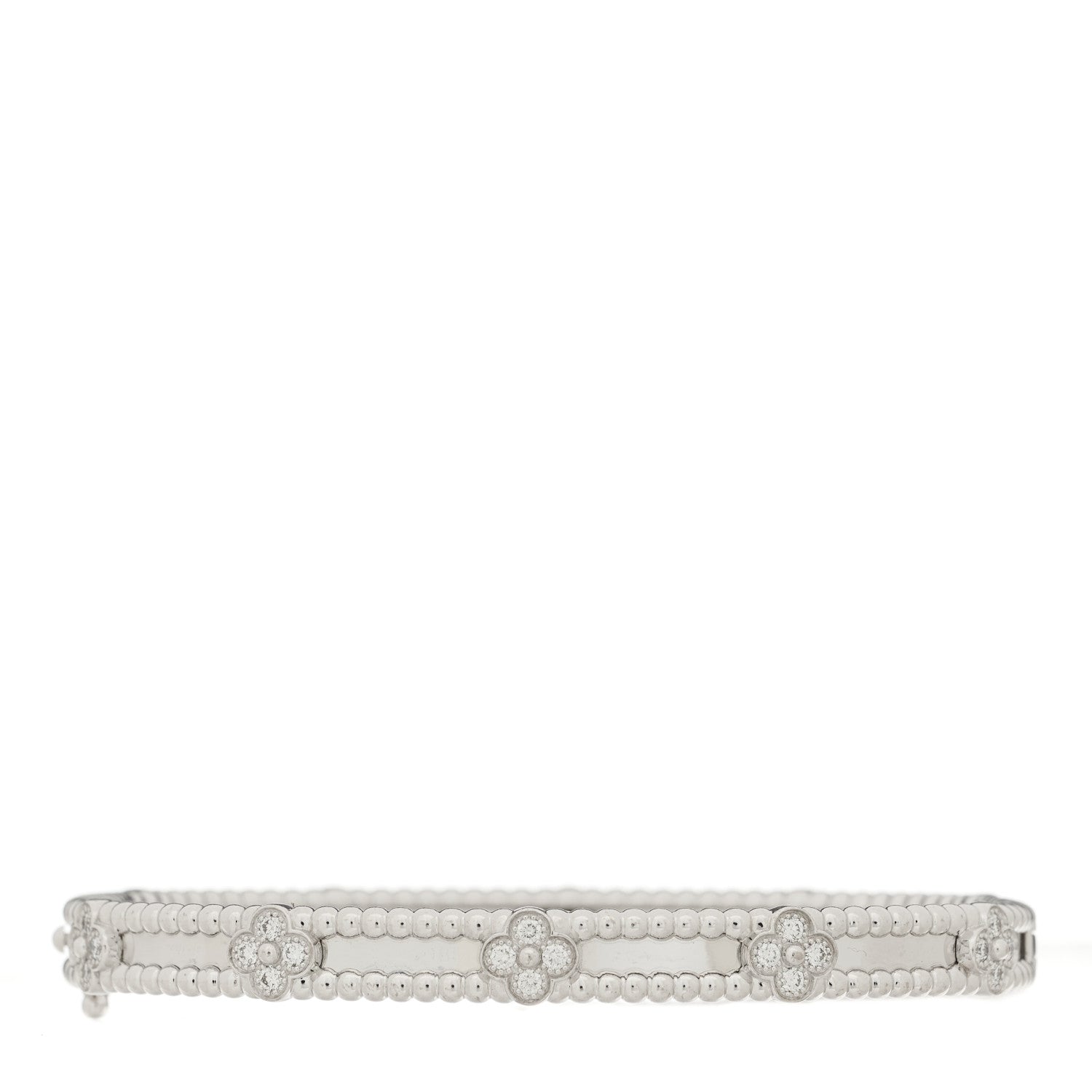 Van Cleef & Arpels 18K White Gold Diamond Perlee Sweet Clovers Bracelet M 1 of 4
