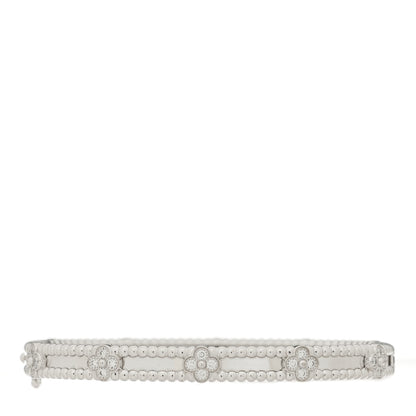 Van Cleef & Arpels 18K White Gold Diamond Perlee Sweet Clovers Bracelet M 1 of 4