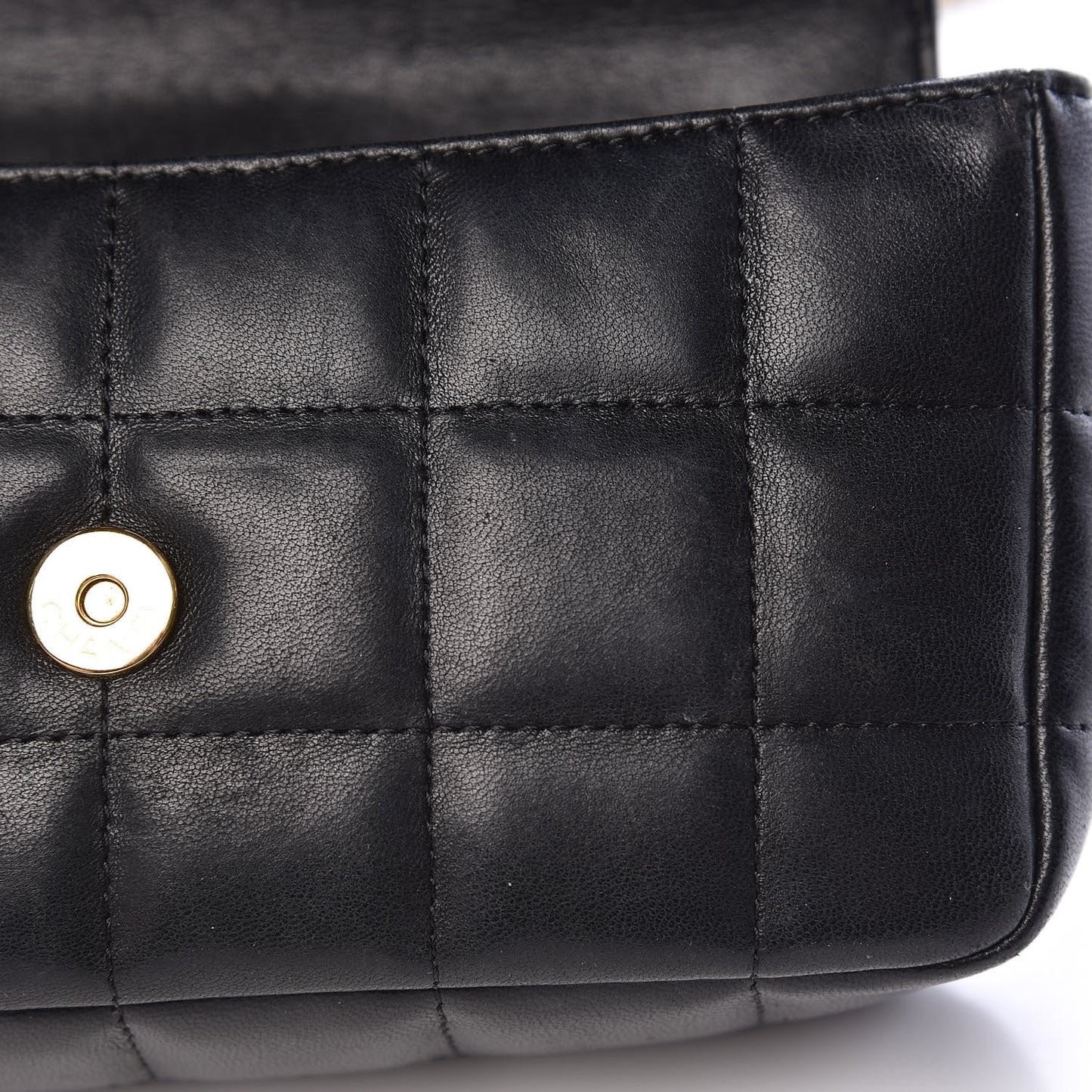 Lambskin Quilted Mini Chocolate Bar Camellia Flap Black