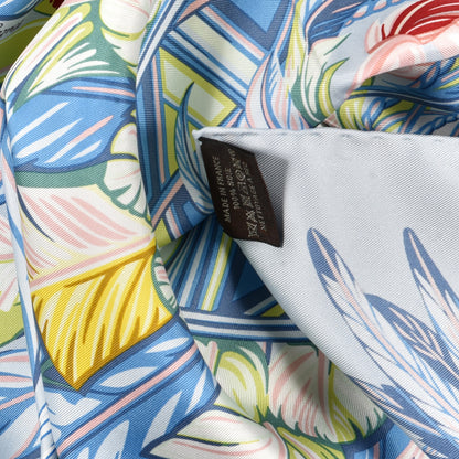 Hermes Silk Danse Pacifique Scarf 90 Bleu Ciel Vert Jaune Vif 6 of 6