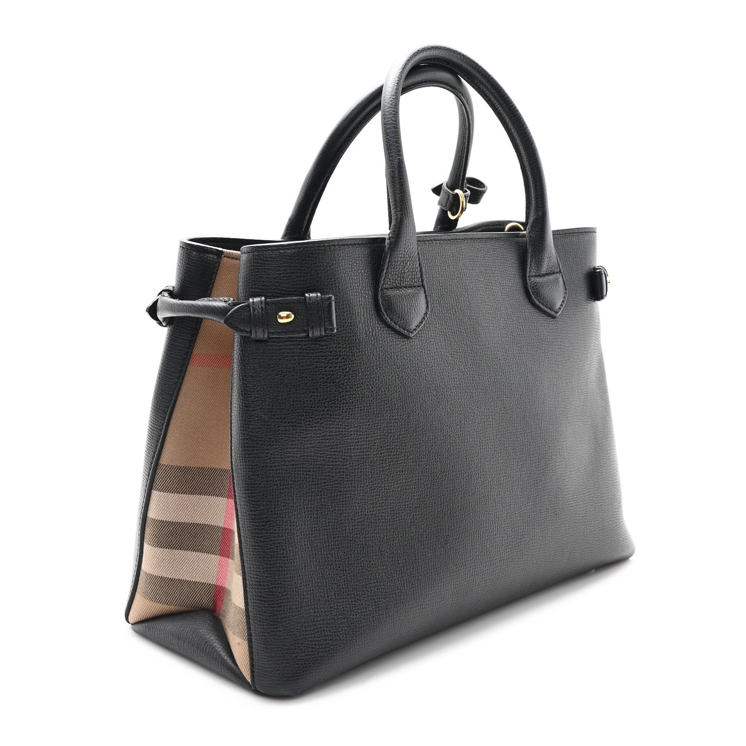 Burberry Derby Calfskin House Check Medium Banner Tote Black 3 of 10