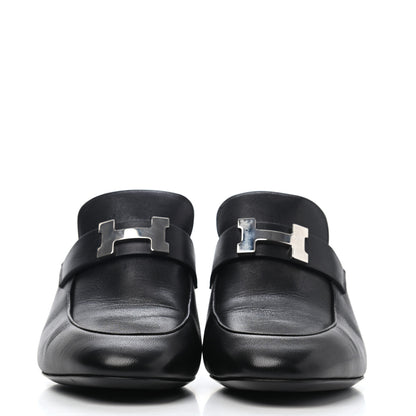 Hermes Goatskin Paradis Mules 37.5 Black 2 of 4