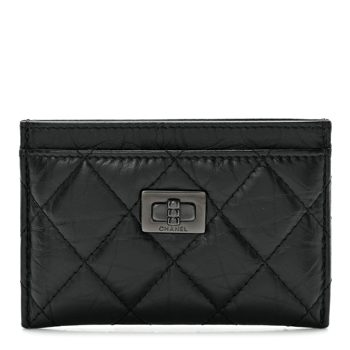 Aged Calfskin Quilted Reissue Card Holder So Black