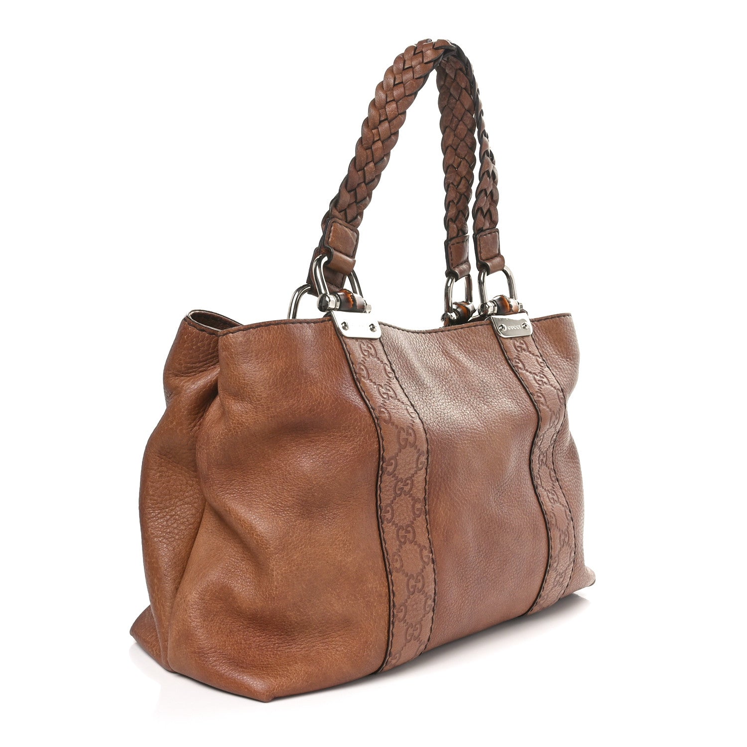 Gucci Calfskin Medium Bamboo Bar Tote Bag Brown 2 of 10