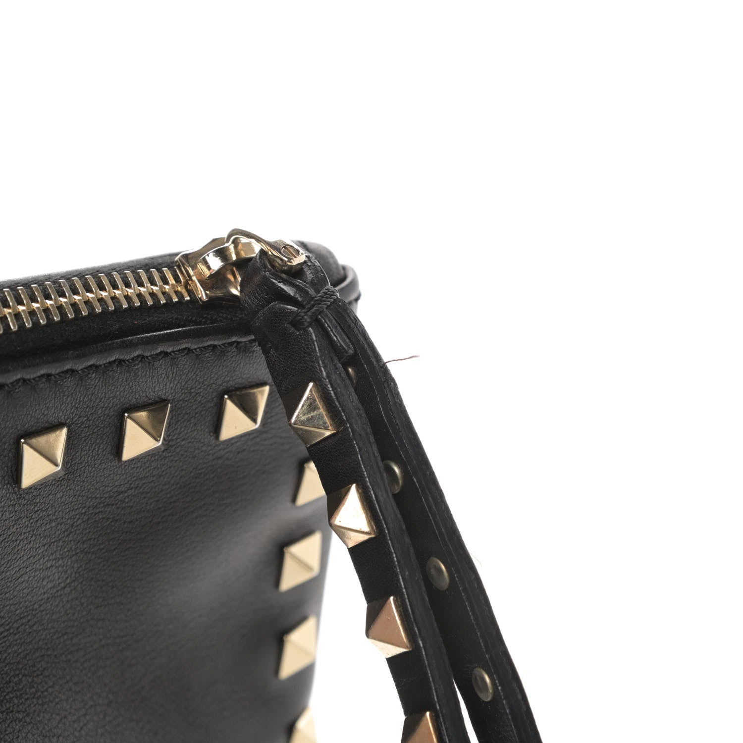 Valentino Garavani Vitello Large Rockstud Zip Wristlet Pouch Black 9 of 11