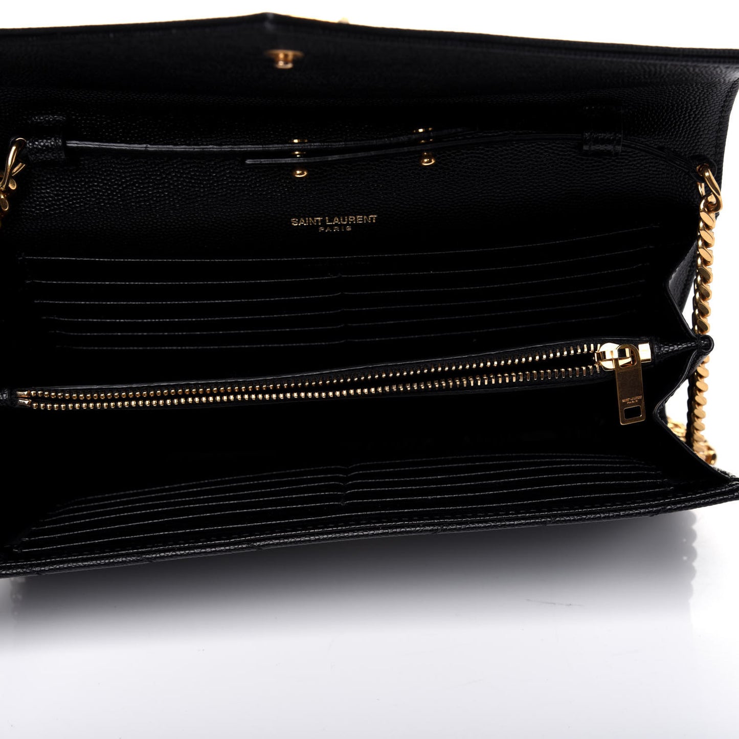 Grain De Poudre Matelasse Chevron Monogram Chain Wallet Black