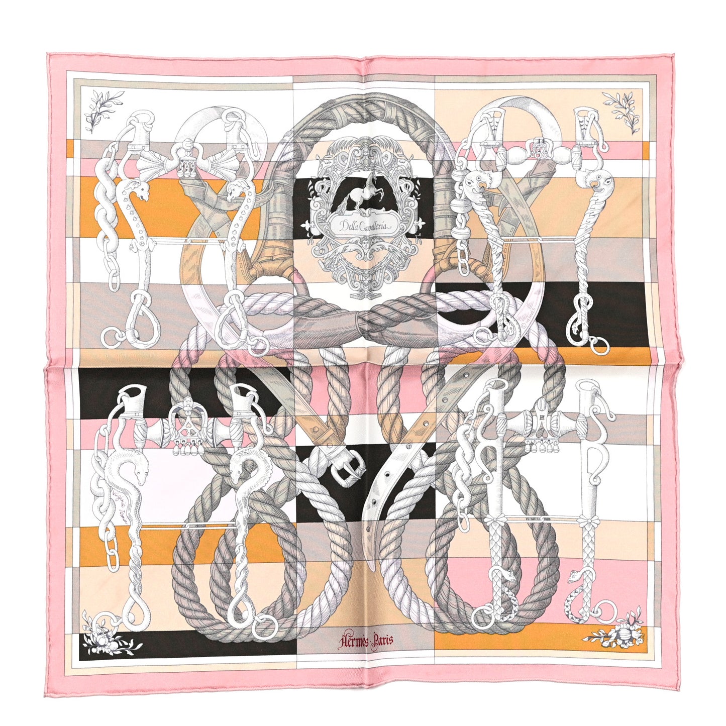 Silk Della Cavalleria Pocket Square Scarf Vieux Rose Beige