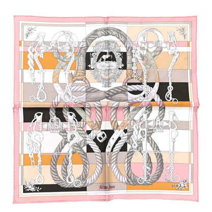 Hermes Silk Della Cavalleria Pocket Square Scarf Vieux Rose Beige 1 of 5