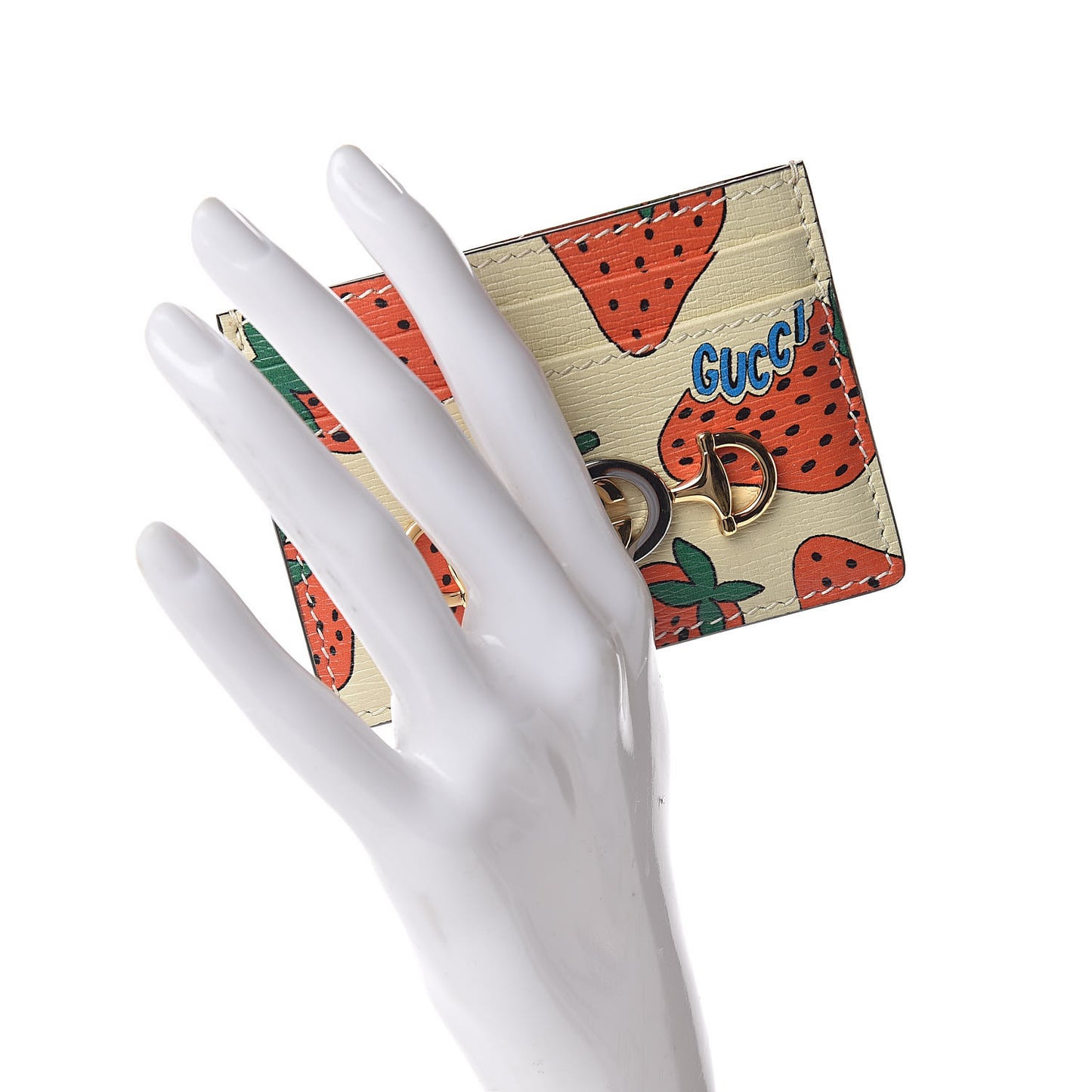 Calfskin Strawberry Print Zumi Case Case Ivory Red
