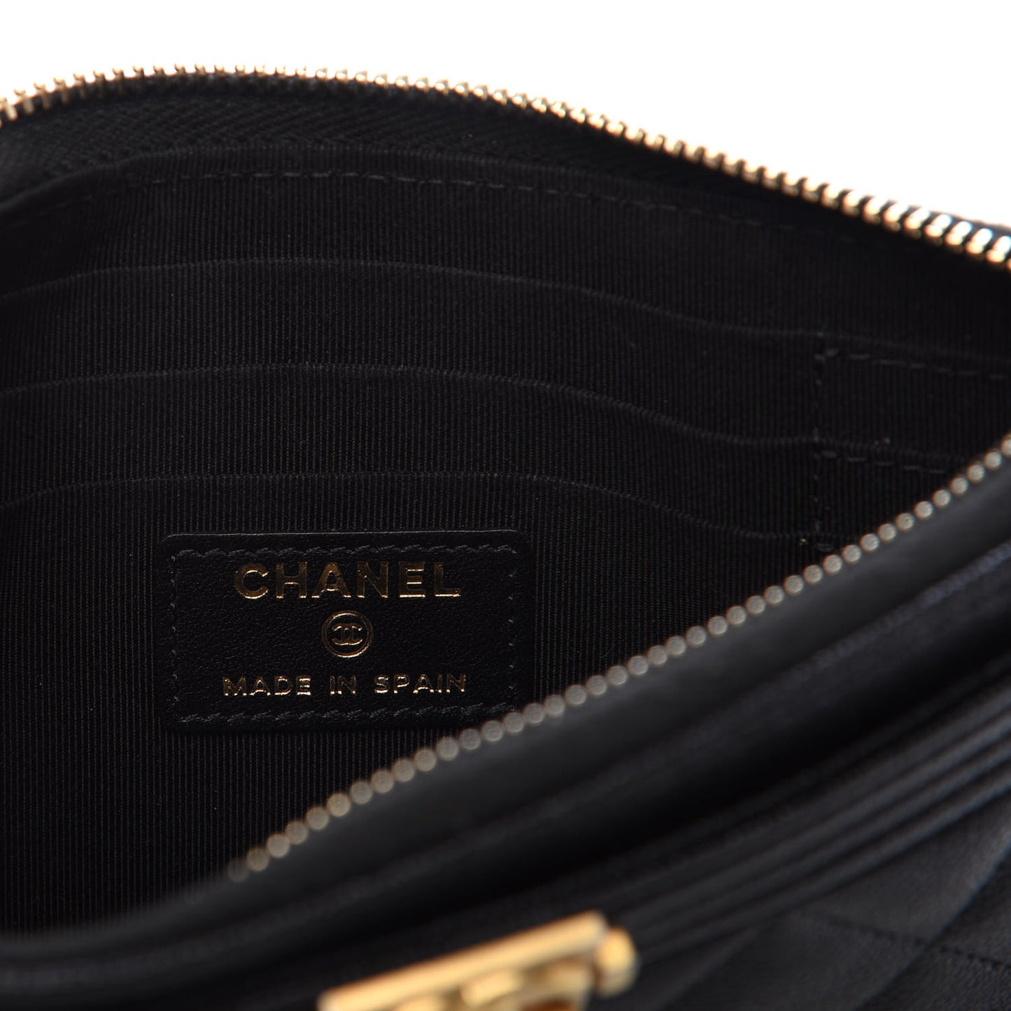 Caviar Quilted Classic Zip Boy Pouch Black