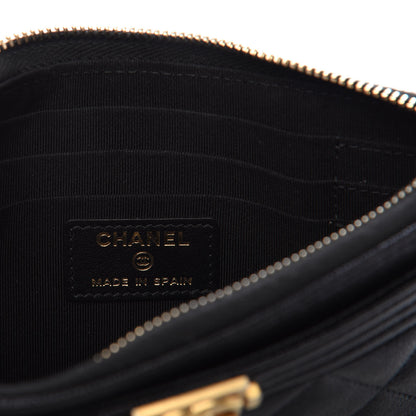 Chanel Caviar Quilted Classic Zip Boy Pouch Black 7 of 9