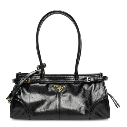 Prada Shiny Nappa Medium Shoulder Bag Black 1 of 9