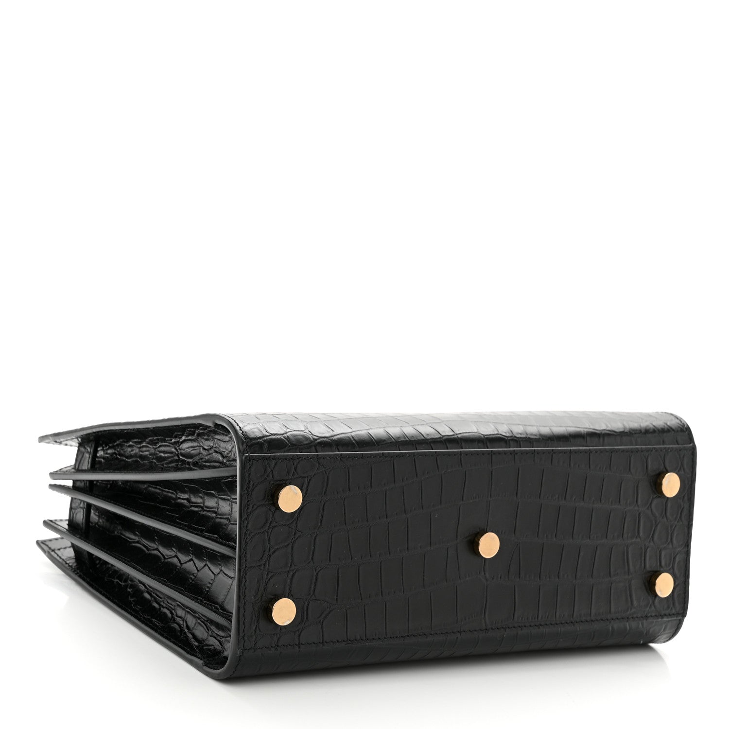 Saint Laurent Calfskin Crocodile Embossed Baby Sac De Jour Black 4 of 10