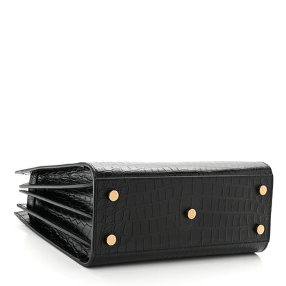 Saint Laurent Calfskin Crocodile Embossed Baby Sac De Jour Black 4 of 10