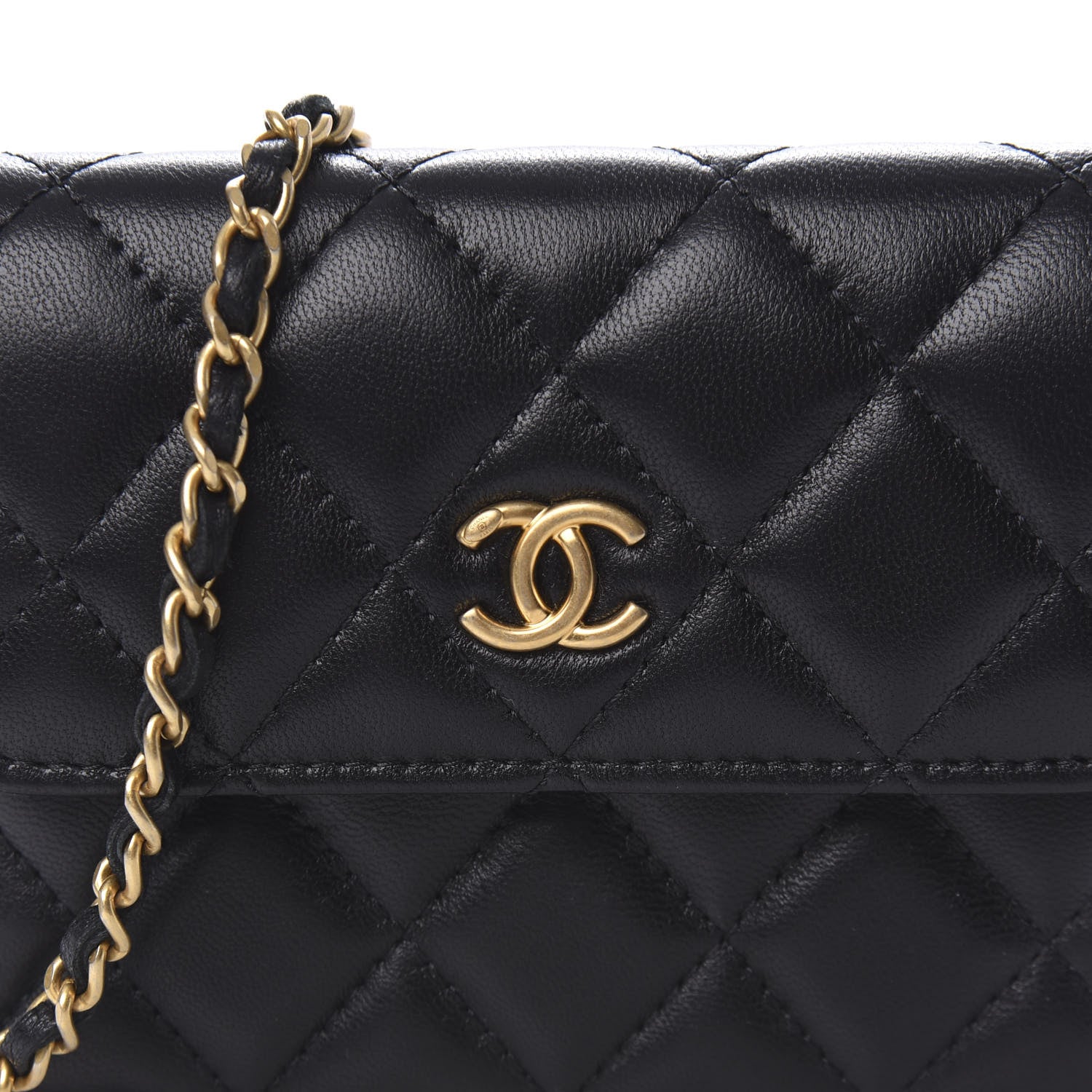 Chanel Lambskin Quilted Pearl Crush Clutch With Chain Black 11 of 11