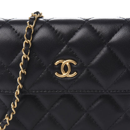 Chanel Lambskin Quilted Pearl Crush Clutch With Chain Black 11 of 11