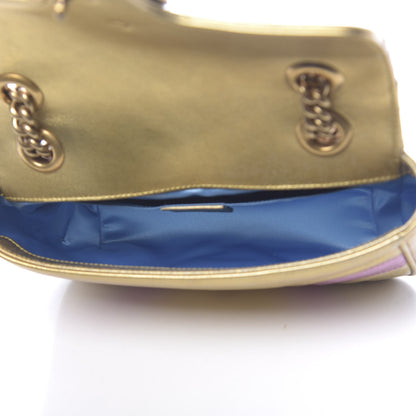 Gucci Metallic Calfskin Matelasse Mini GG Marmont Shoulder Bag Gold Pink 6 of 13