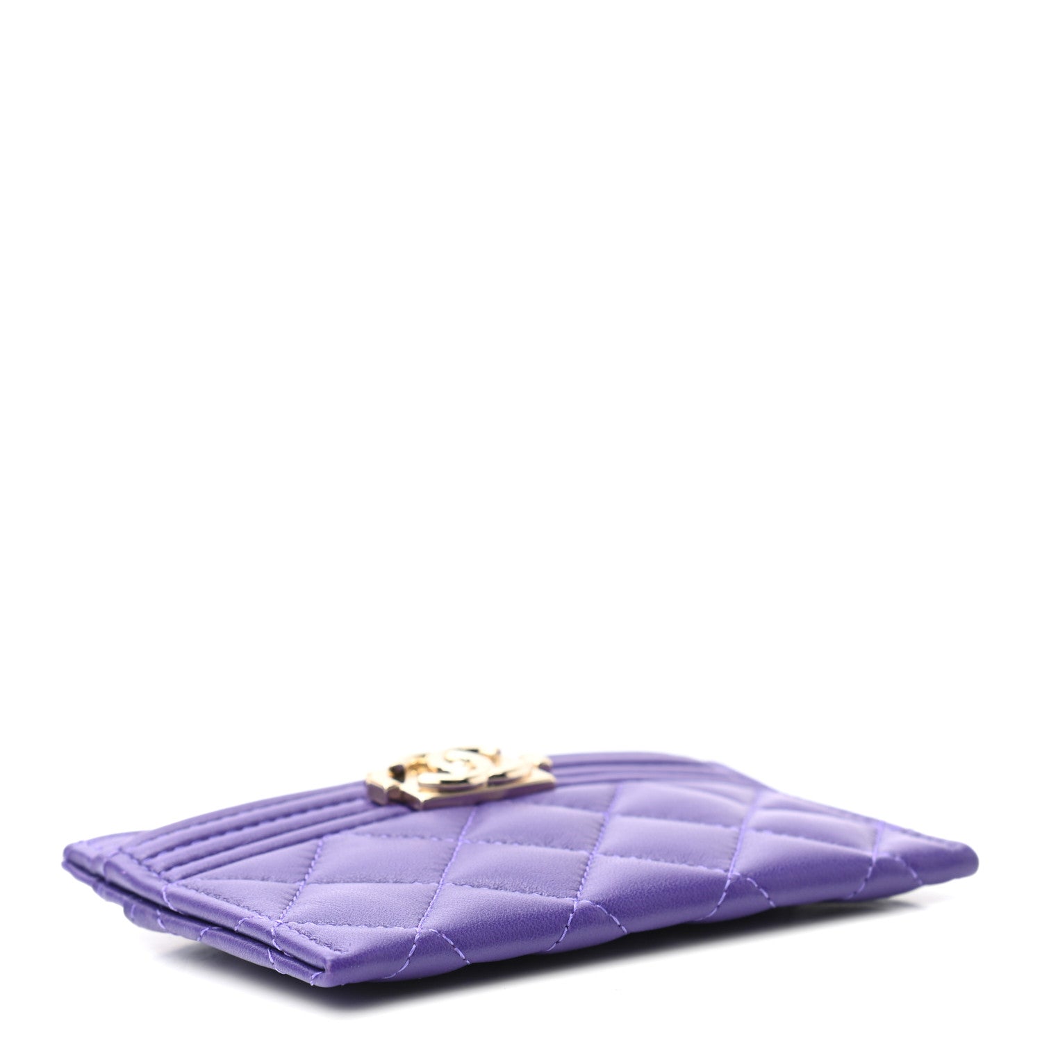Chanel Lambskin Quilted Boy Card Holder Purple 4 of 8