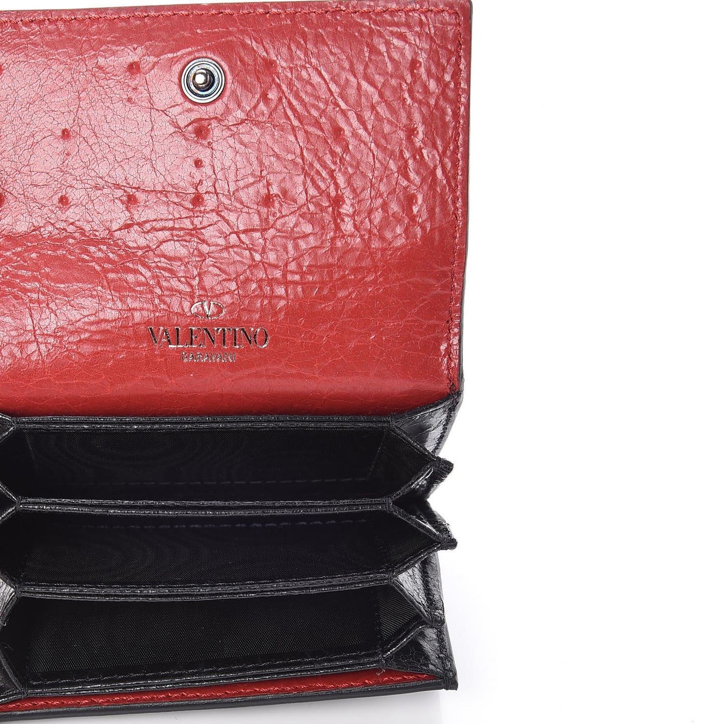 Craquele Nappa Rockstud Spike Bi-Fold Card Holder Black
