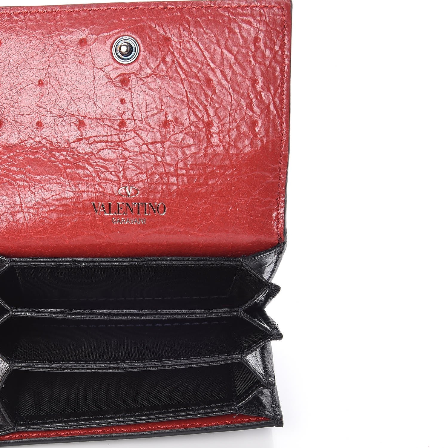 Valentino Garavani Craquele Nappa Rockstud Spike Bi-Fold Card Holder Black 5 of 8