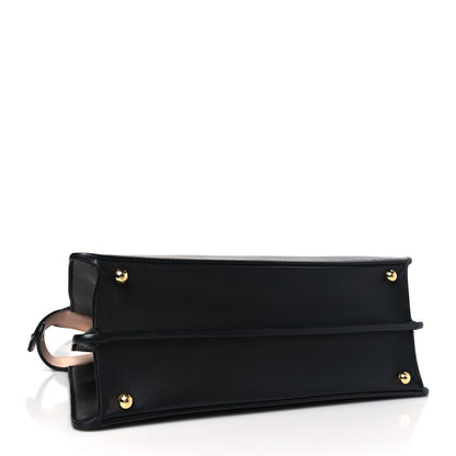 Fendi Vitello Seta Shiny Nappa Medium Peekaboo I SEE U Satchel Black Light Rose 4 of 9
