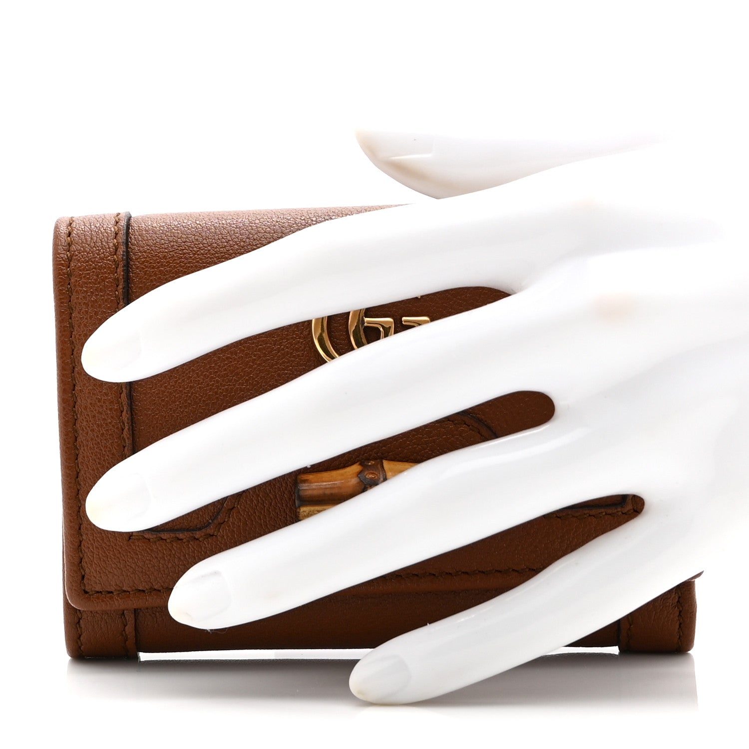 Gucci Wonka Grain Calfskin Diana Tri-Fold Wallet Cuir 2 of 10