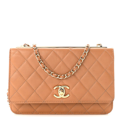 Chanel Lambskin Quilted Trendy CC Wallet On Chain WOC Beige 1 of 11