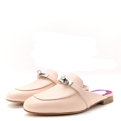 Hermes Goatskin Oz Mules 37.5 Blanc Poros 4 of 9