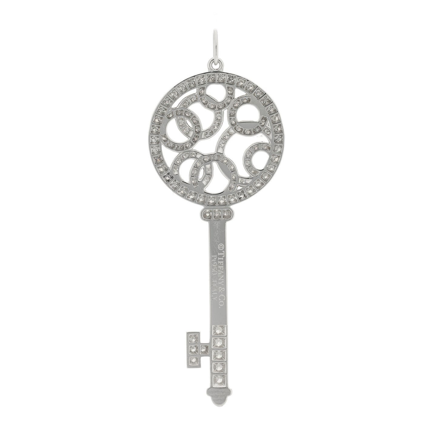 Platinum Diamond Bubbles Key Pendant
