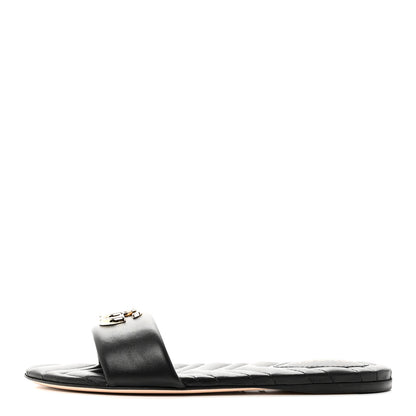 Gucci Nappa Matelasse GG Marmont Flat Slide Sandals 38.5 Black 1 of 10