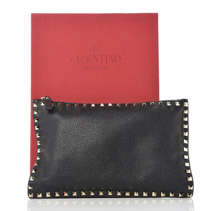 Valentino Garavani Pebbled Calfskin Large Rockstud Zip Pouch Black 12 of 12