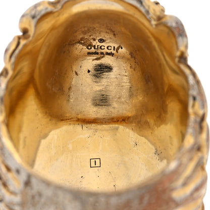 Gucci Metal Crystal Lion Head Ring 56 7.5 Gold 5 of 5