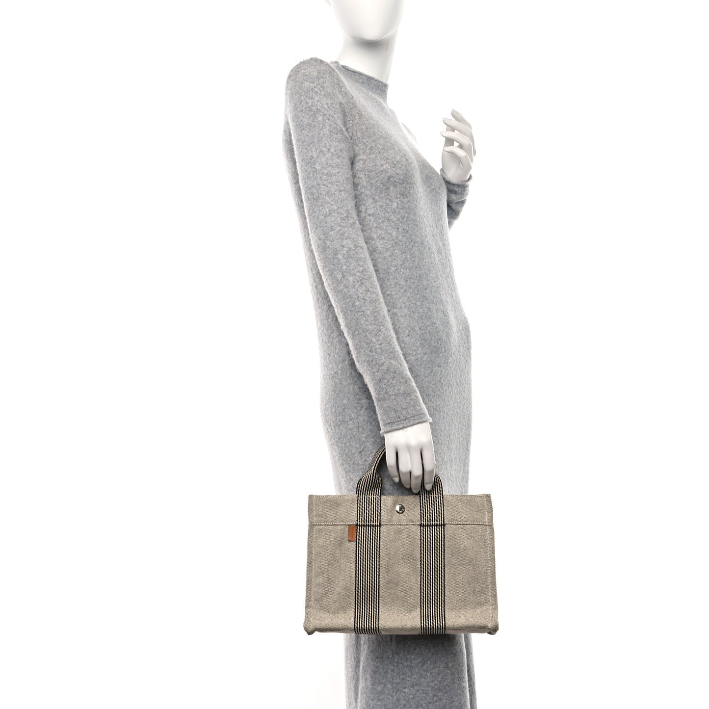Canvas Herline PM Tote Light Grey
