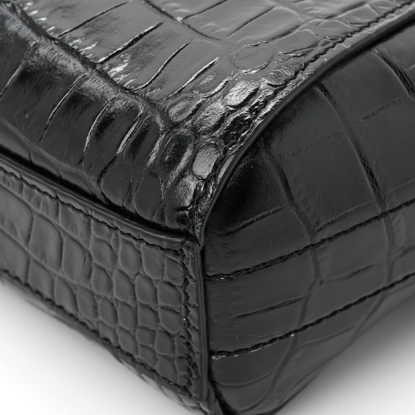 Calfskin Crocodile Embossed Nano Antigona Black