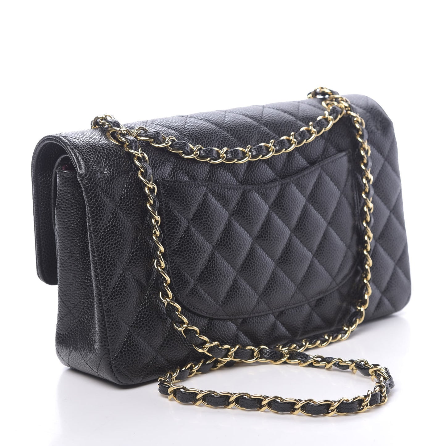 Caviar Quilted Medium Double Flap Black