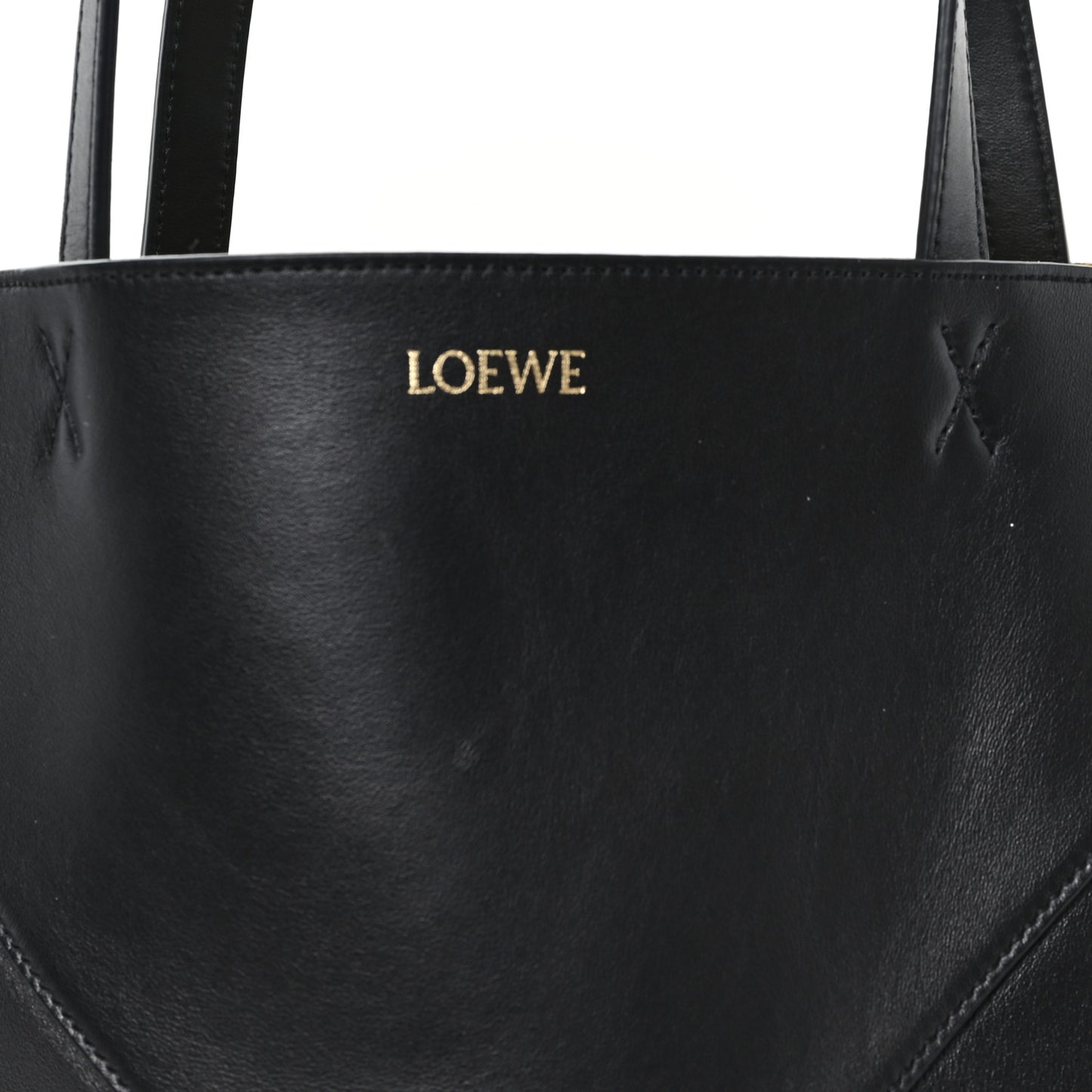 Shiny Calfskin Medium Puzzle Fold Tote Black