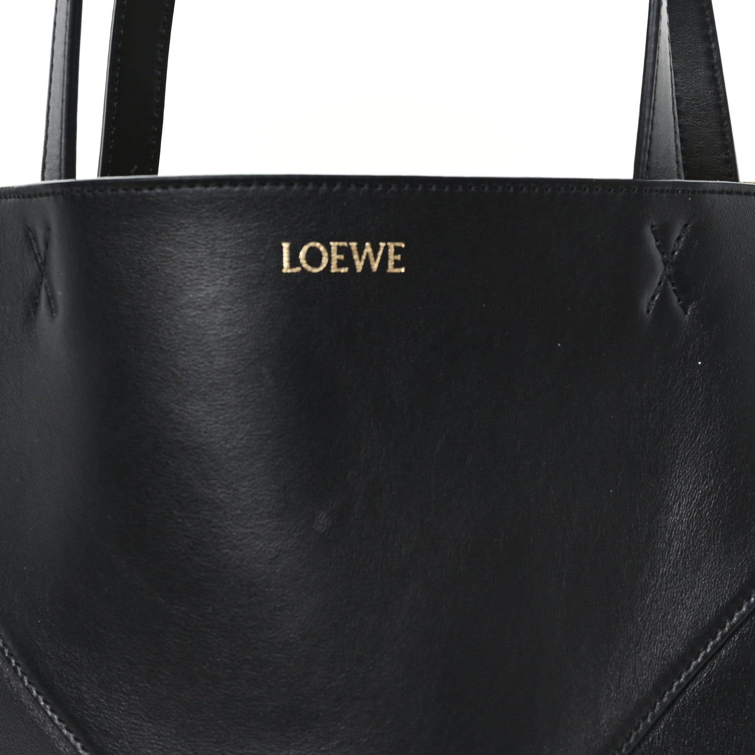 Loewe Shiny Calfskin Medium Puzzle Fold Tote Black 7 of 9