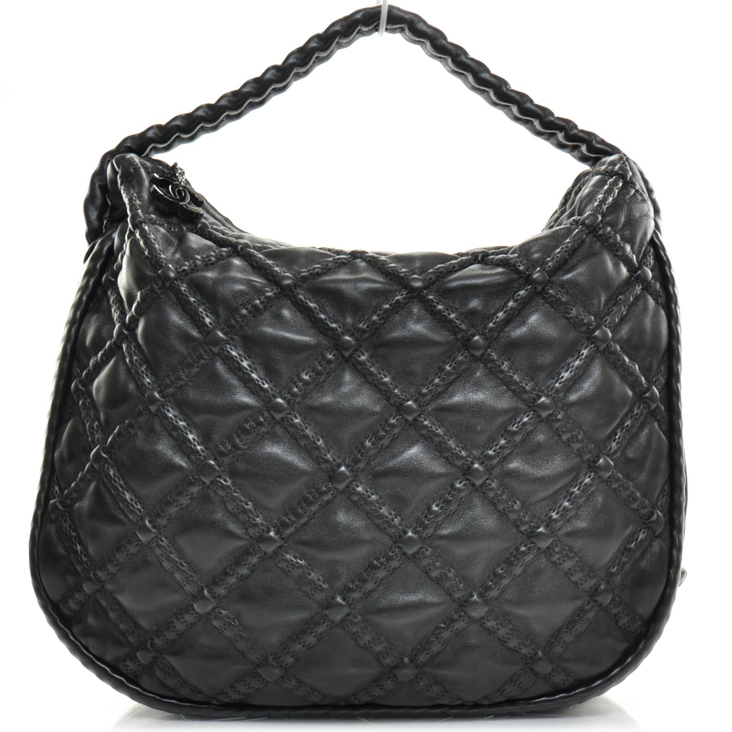 Chanel Quilted Lambskin Hidden Chain Hobo Black 1 of 11