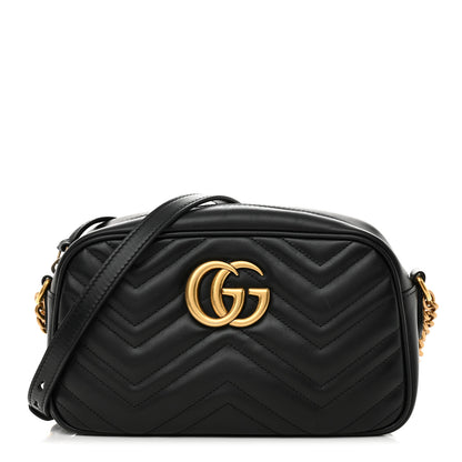 Gucci Calfskin Matelasse Small GG Marmont Chain Shoulder Bag Black 1 of 11