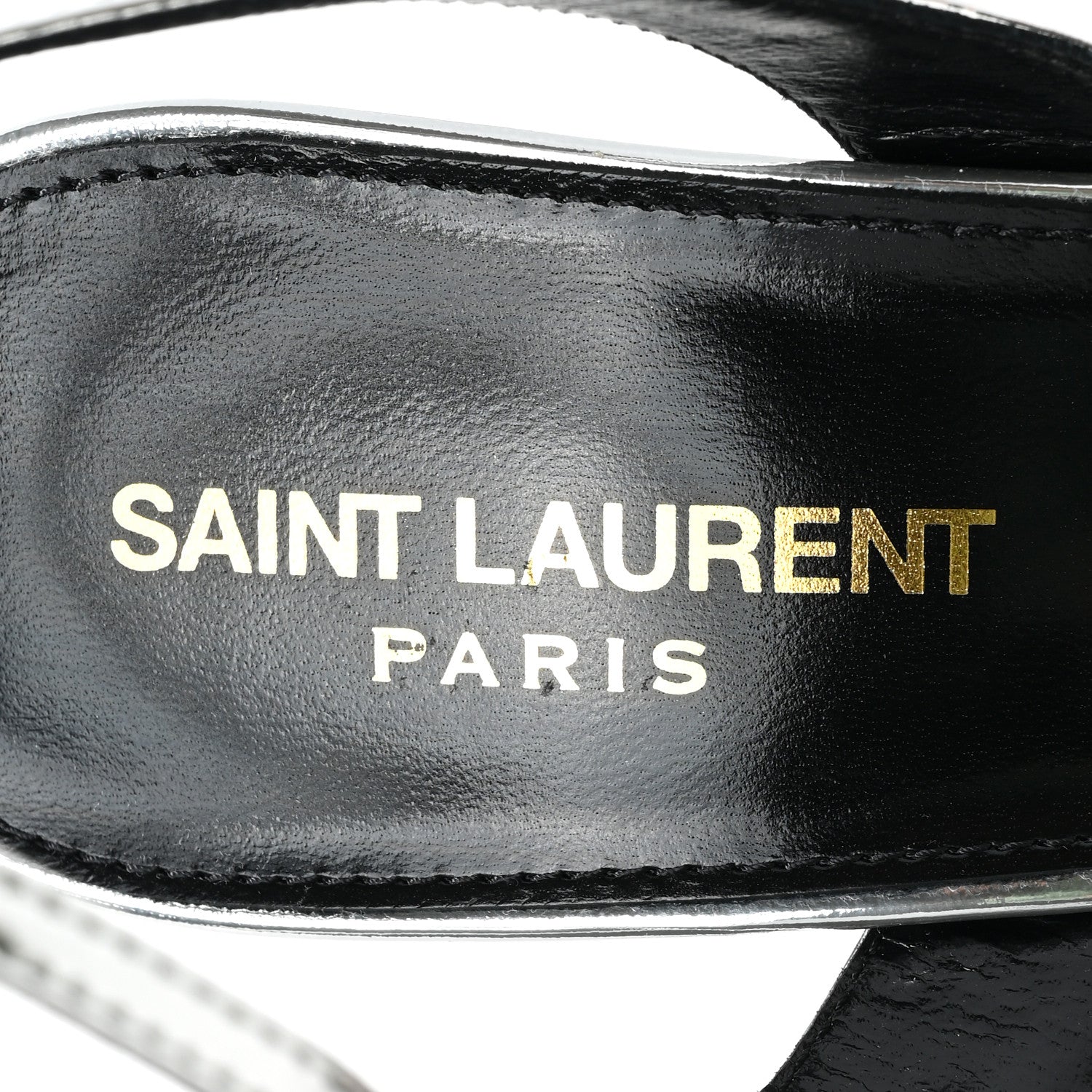 Saint Laurent Metallic Patent Jodie 95 Platform Sandals 38.5 Silver 7 of 9